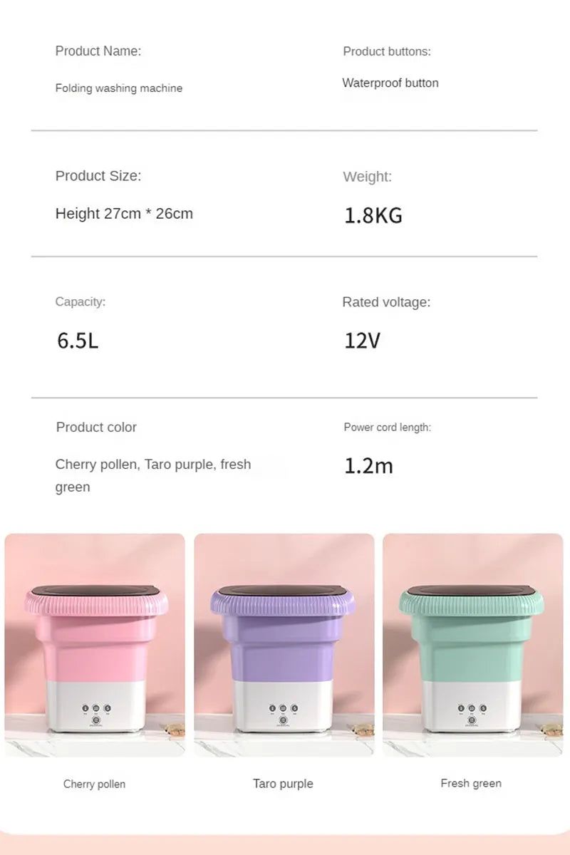 Compact Folding Clothes Washer: Space-Saving Laundry Solution for Students, Apartments & More