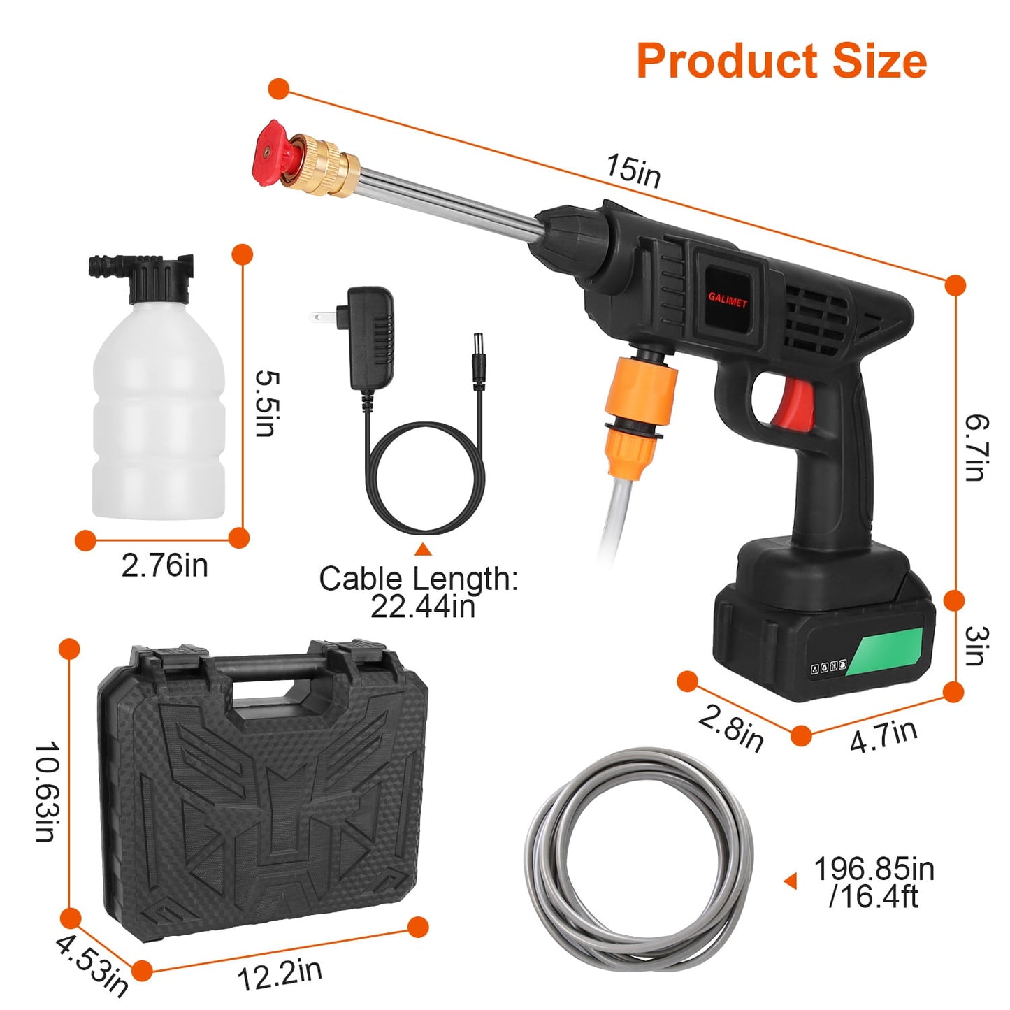 Pressure Washer 48V Battery 363 PSI Cordless Pressure Washer Power Washer Cleaner, iMounTEK Portable Power Washer with 2 Nozzle